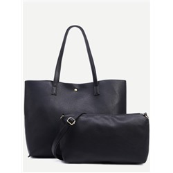 Чёрная модная сумка с маленькой сумочкой
