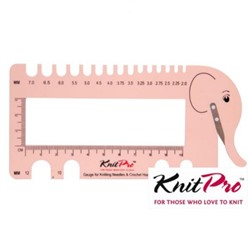 Линейка для измерения номера спиц и плотности вязания с резаком нити Слон 10994 розовый