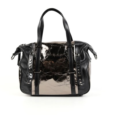 Женская кожаная сумка 18817 Блек Сильвер