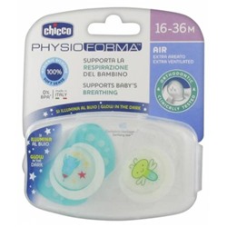 Chicco Physio Forma Air 2 Sucettes Silicone Phosphorescentes 16-36 Mois