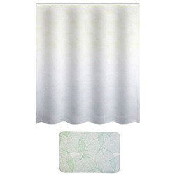 Набор для ванной комнаты "Листья": коврик + занавеска