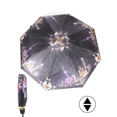 Зонт женский ТриСлона-L 3835a,  R=58см,  суперавт;  8спиц,  3слож,  фотосатин,  ночь 257482