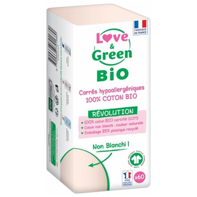 Love and Green Carr?s Hypoallerg?niques 100% Coton Bio 60 Cotons