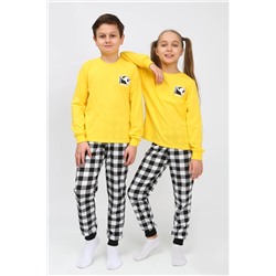 Детская пижама с брюками 91239 детская (джемпер, брюки) Желтый/черная клетка