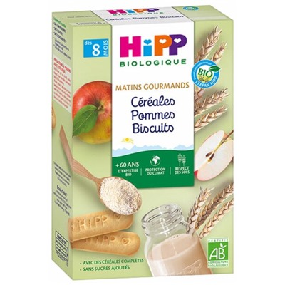 HiPP Matins Gourmands C?r?ales Pommes Biscuits d?s 8 Mois Bio 250 g