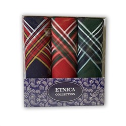 Платки носовые мужские подарочные упак 3шт. Пд71-7 Etnica collection (арт.Пд71-7)