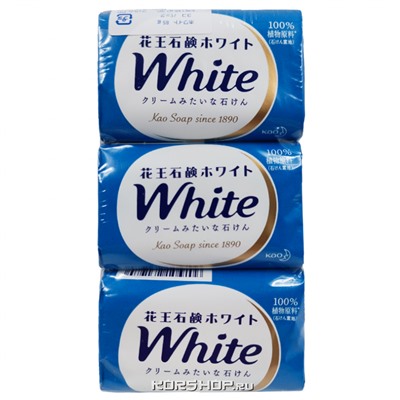 Кусковое туалетное мыло с цветочным ароматом White KAO (3 шт.), Япония, 255 г Акция