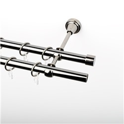Карниз металлический стыкованный, 2-рядный, черный никель, гладкая труба, 300 см, ø 19 мм (df-100712)