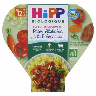 HiPP Les Petits Gourmets P?tes Alphabet ? la Bolognaise d?s 12 Mois Bio 230 g