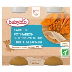 Babybio Carotte Potimarron Truite 8 Mois et + Bio 2 Pots de 200 g