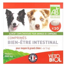 V?tobiol Comprim?s Bien-Etre Intestinal Bio Pour Moyen and Grand Chien (+15 kg) 10 Comprim?s