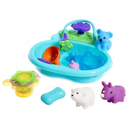 Набор игрушек для купания с ванночкой «Купание зверят», 12 предметов, МИКС
