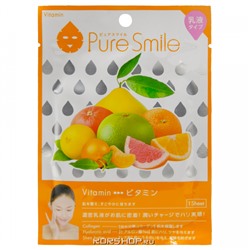 Маска для лица с витаминным молочным лосьоном Pure Smile Sun Smile, Япония, 27 мл