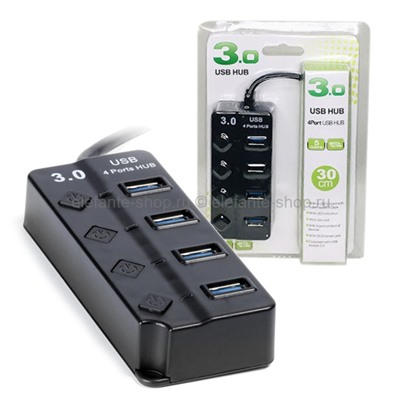 Разветвитель с выключателями HUB USB 3.0 4Port SBHA-7324-Black (UM)