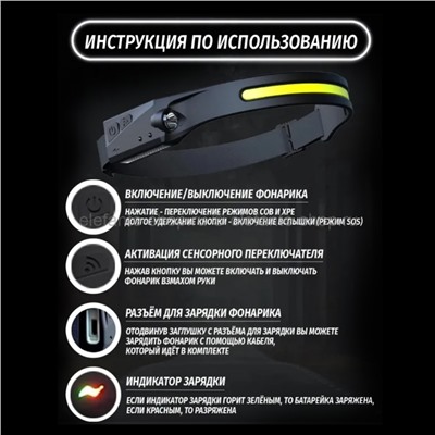 Налобный фонарь LED Headlamp 1 Stripe MA-485 (96)