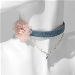 Чокер "Джинс" цветок нежный, цвет розово-голубой, 36 см