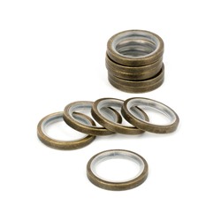 Комплект колец бесшумных с прямоугольным сечением для металлического карниза, золото антик, №100, диаметр 16 мм (df-100954)
