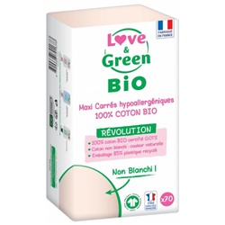 Love and Green Maxi Carr?s Hypoallerg?niques 100% Coton Bio 70 Cotons