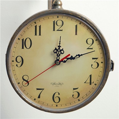 Часы настенные двусторонние, на подвесе "Финетти", дискретный ход, d-21 см, 23 х 23 см