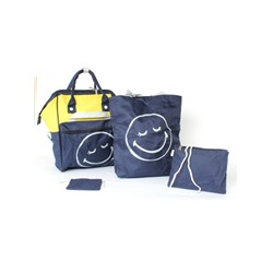 Комплект MF-3056  (рюкзак+2шт сумки+пенал+монетница)   1отд,  4внеш+1внут/карм,  синий/желт 256469