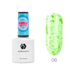 ADRICOCO Гель-лак для ногтей с цветной неоновой слюдой / Bubble Gum №06, бодрящий лайм, 8 мл