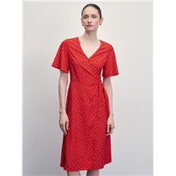 платье женское красный графика мелкая