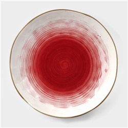 Тарелка фарфоровая глубокая Доляна «Космос», 550 мл, d=21,5 см, цвет красный