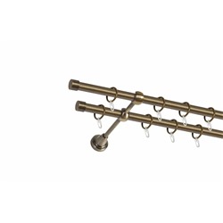 Карниз металлический 2-рядный золото антик, гладкая труба, ø16 мм (df-100125)