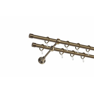 Карниз металлический 2-рядный золото антик, гладкая труба, 300 см, ø16 мм (df-100040)