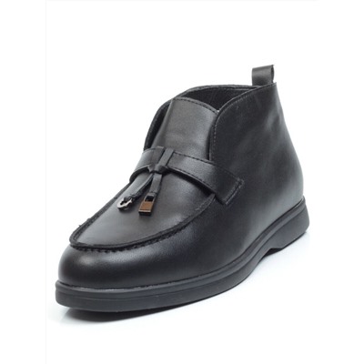 01-5291-1 BLACK Ботинки демисезонные (натуральная кожа, байка)