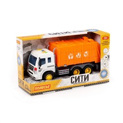 322838 Полесье "Сити", автомобиль коммунальный инерционный (со светом и звуком) (оранжевый) (в коробке)