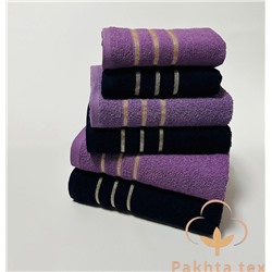 Комплект махровых полотенец микс фиолетовый/черный (упаковка 6шт)