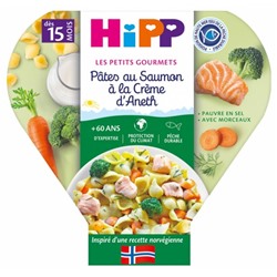 HiPP Les Petits Gourmets P?tes au Saumon ? la Cr?me d Aneth d?s 15 Mois 250 g