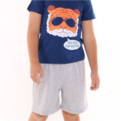 Комплект (футболка, шорты) для мальчика, цвет синий/светло-серый, рост 110-116 см (5 лет)