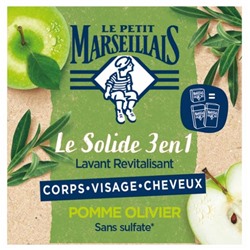 Le Petit Marseillais Le Solide 3en1 Lavant Revitalisant Pomme Olivier 80 g