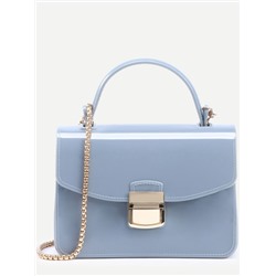 Светло-синяя модная сумка на цепочке