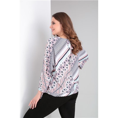 Блуза Modema 396/9 розово-бирюзовый/полоски