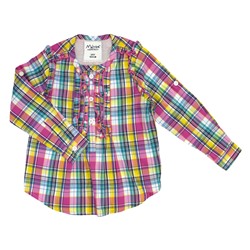 03973 Рубашка дл.рукав Malwee "Клетка"для девочки.