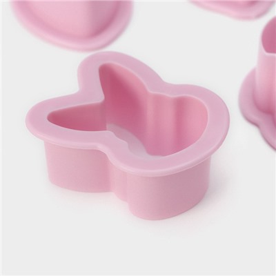Набор форм для печенья Доляна «Пасхальный», 6 предметов, 8×7×2 см, цвет розовый