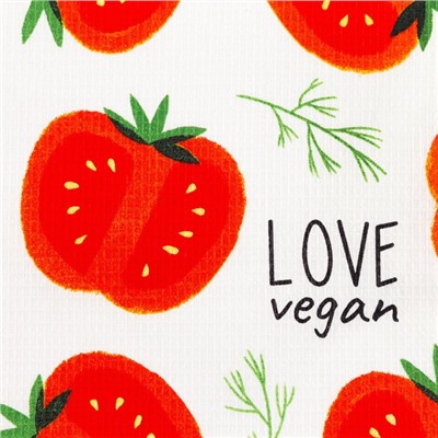 Набор кухонных полотенец Доляна Love vegan, 35х60см-4шт, 100% хлопок
