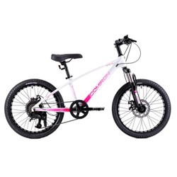 Велосипед 20" R20W COMIRON RAPID NEW белый глянцевый розовый пич неон