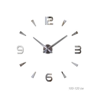 Часы аппликация 3D 100-120 см / AL060S/1 /уп 36/ серебро