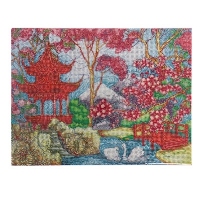 Алмазная мозаика на подрамнике с полным заполнением «Японский сад», 30х40см