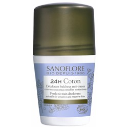 Sanoflore 24H Coton D?odorant Fra?cheur Anti-Traces Roll-On Bio 50 ml