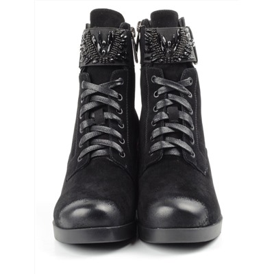 04-R135-1 BLACK Ботинки зимние женские (натуральная замша, натуральный мех)