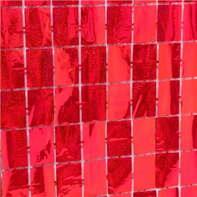 Праздничный занавес голография, 100 × 200 см., цвет красный