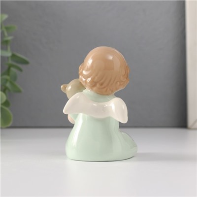 Сувенир керамика "Малышка-ангел с мягким медвежонком" 5,5х5х8,5 см