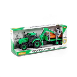 323208 Полесье Трактор "Прогресс" лесовоз инерционный (зелёный) (в коробке)