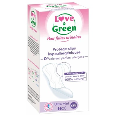 Love and Green pour Fuites Urinaires Prot?ge-Slips Hypoallerg?niques Ultra-Mini 28 Prot?ge-Slips