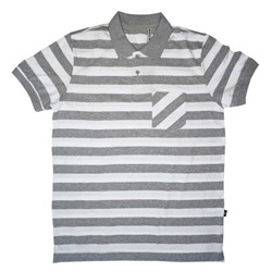 Рубашка-поло с карманом (Fayz-M), полоса, светло-серый